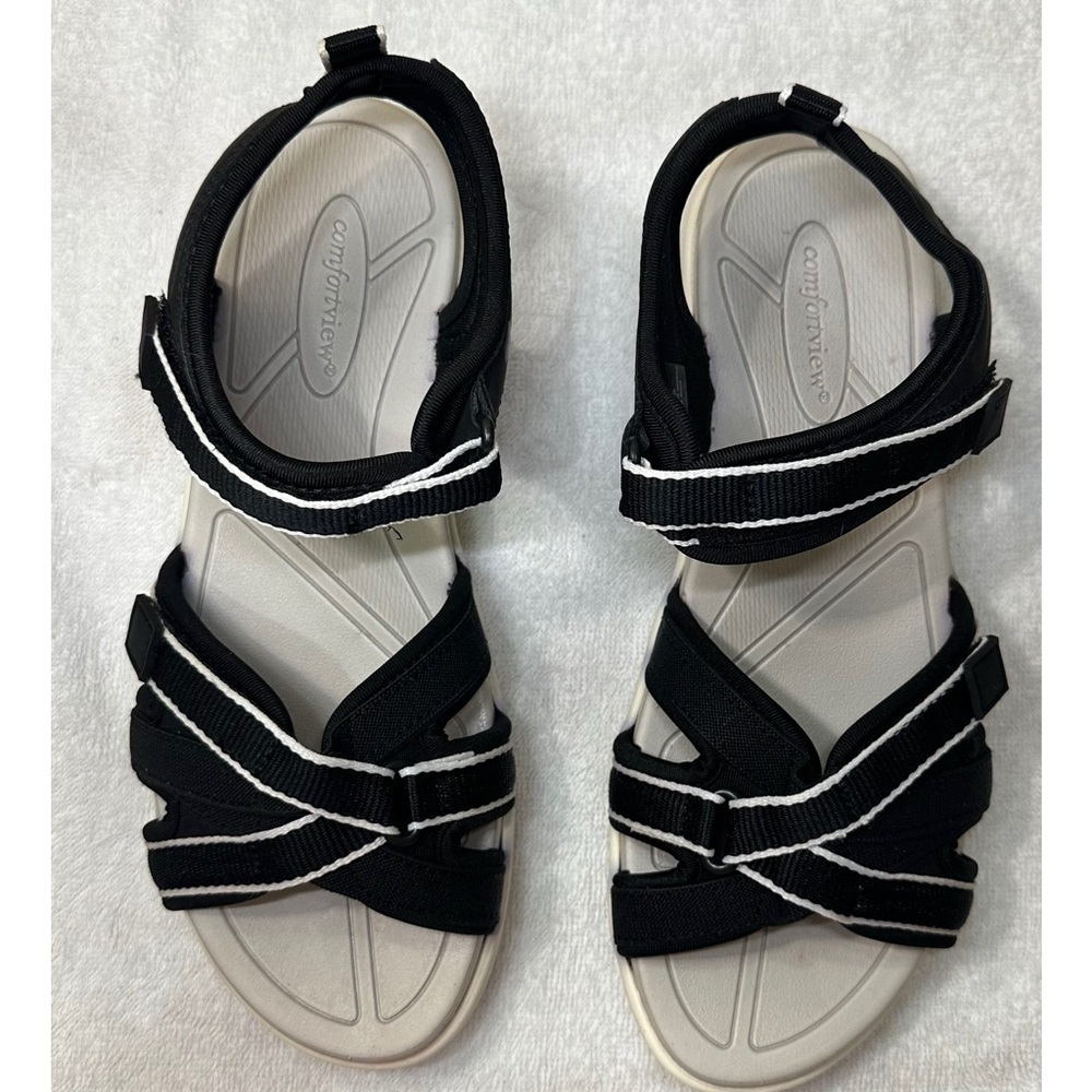 Comfortview Strappy Black and White Sandals